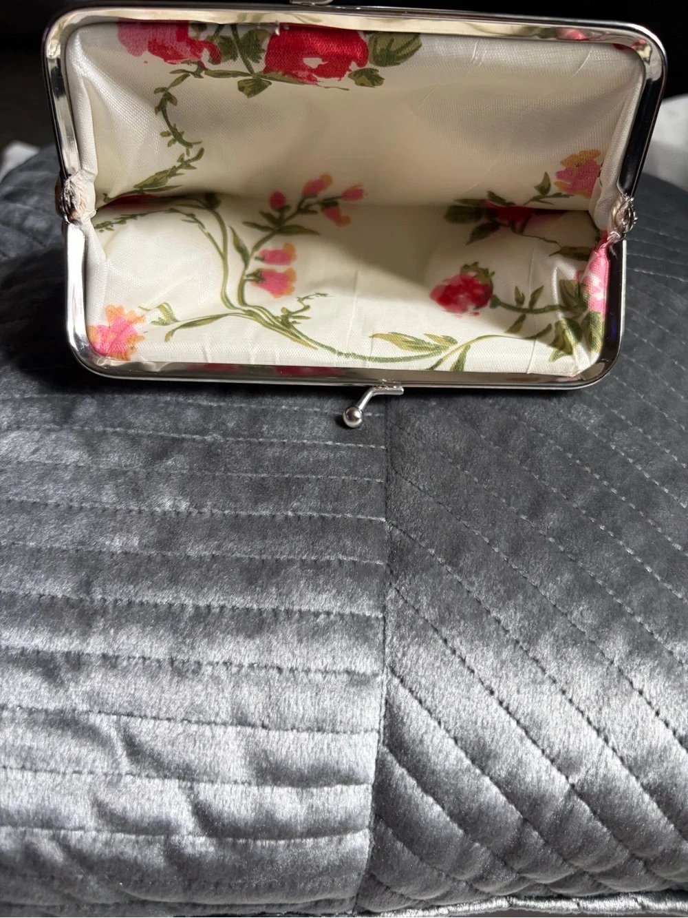 Floral Vintage- style Snap-Top Clutch - Yellow & Pink Floral